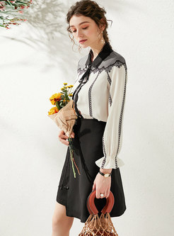 Lace Patchwork Asymmetric Slim Suit Dress