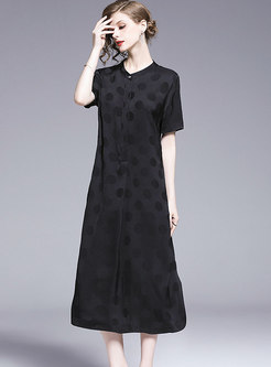 Black Plus Size Polka Dot A Line Dress