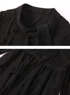 Black Long Sleeve A Line Cake Dress