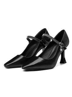 Pointed Toe Leather Spring/Fall Pumps