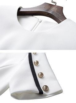 White Short Sleeve Work Bodycon Dress