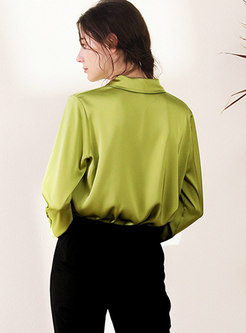 Solid Color Long Sleeve Work Blouse