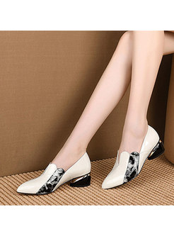 Pointed Toe Print Patchwork Pumps