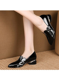 Pointed Toe Print Patchwork Pumps