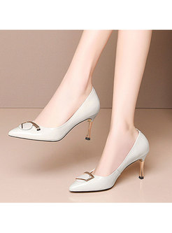 Pointed Toe Thin Heel Pumps With Metal