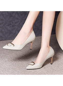 Pointed Toe Thin Heel Pumps With Metal