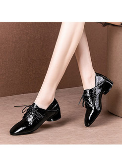 Square Toe Tied Chunky Heel Shoes