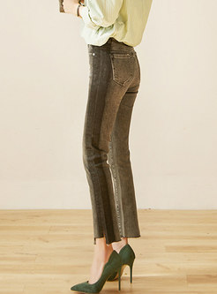 High Waisted Asymmetric Selvage Straight Pants