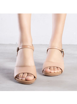 Cowhide Fish Mouth Wedge Sandals