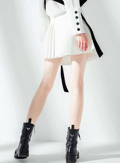 White High Waisted Pleated Mini Skirt