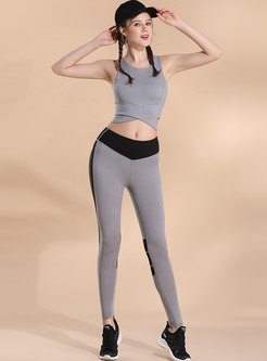 Color-blocked Slim Quick-drying Yoga Pants