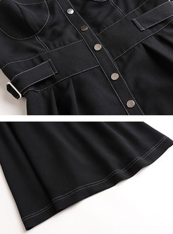 Ruffle Collar Suspender Skirt Suits