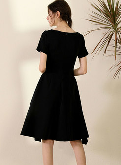 V-neck Asymmetric Little Black Dress