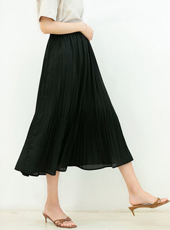 Chiffon Elastic Waist Pleated Skirt