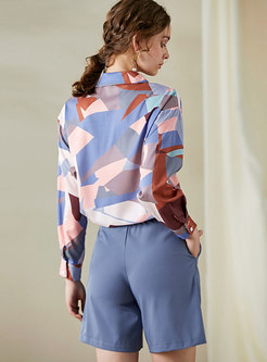 Geometric Print Lapel Pant Suits