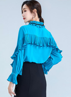 Puff Sleeve Bowknot Ruched Blouse