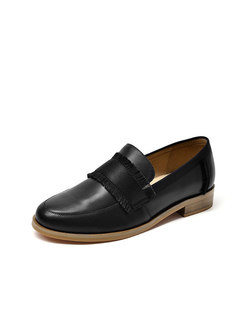 Square Toe Chunky Heel Loafers