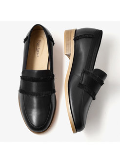 Square Toe Chunky Heel Loafers