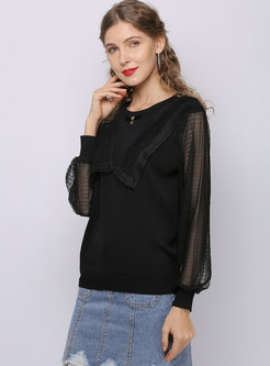 Lace Patchwork Perspective Knit Top