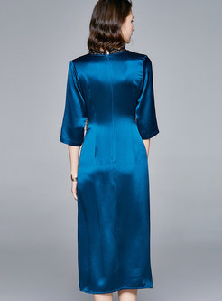 Cross V-neck Lace Patchwork Bodycon Dress
