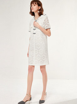 Lace Hooded Openwork Shift Dress