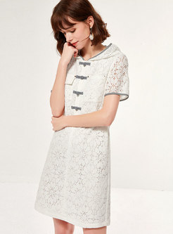Lace Hooded Openwork Shift Dress