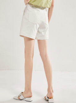 Casual Solid Color High Waisted Shorts
