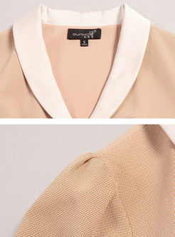 Plaid Patchwork Button-front Peplum Dress