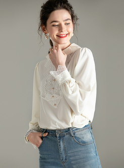 Chic Patchwork Embroidered Pullover Blouse