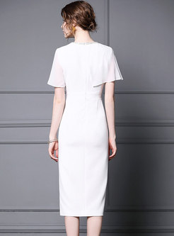 Elegant Beaded Asymmetric Bodycon Dress