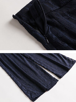 V-neck Wrap Linen Top & Lace Palazzo Pants