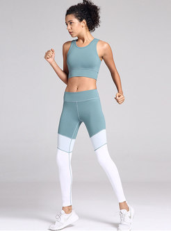 Sleeveless Color Block Breathable Tracksuit