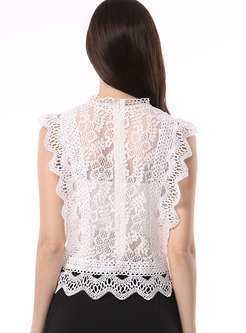 Mock Neck Sleeve Lace Top With Camis