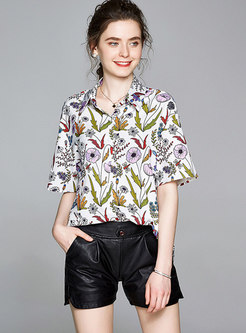 Floral Short Sleeve Loose Blouse