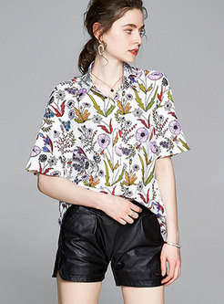 Floral Short Sleeve Loose Blouse
