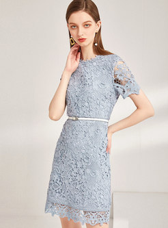 Brief Lace Belted Bodycon Dress