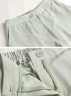 Print Patchwork Tie-collar Slim Pant Suits