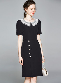 Elegant Patchwork Black Bodycon Dress