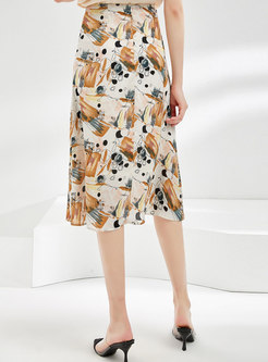 Elegant Print High Waisted A-line Skirt