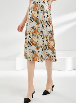Elegant Print High Waisted A-line Skirt