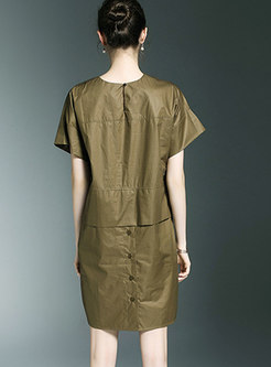 Solid Color Side-slit Asymmetric Mini Dress