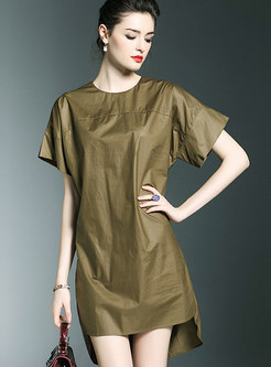 Solid Color Side-slit Asymmetric Mini Dress