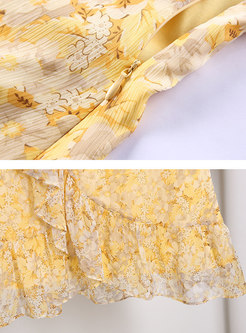 Chiffon Floral Ruffle Mini Slip Dress
