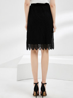 Lace Elastic Waist Bodycon Skirt