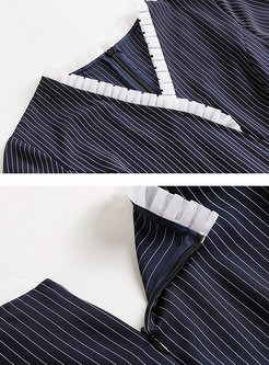 Striped V-neck Patchwork Wrap Pant Suits