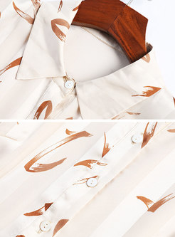 Print Asymmetric Button-front Shirt Dress