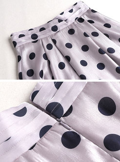 Polka Dot Puff Sleeve Midi Skirt Suits