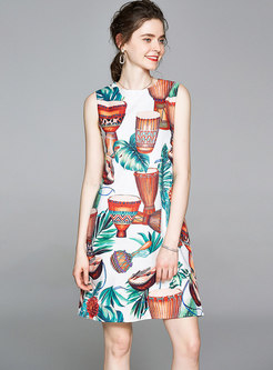 Sleeveless Print Mini Bodycon Dress