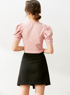 Puff Sleeve T-shirt & Mini Bodycon Skirt