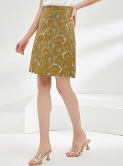 Lace Print High Waisted Bodycon Skirt